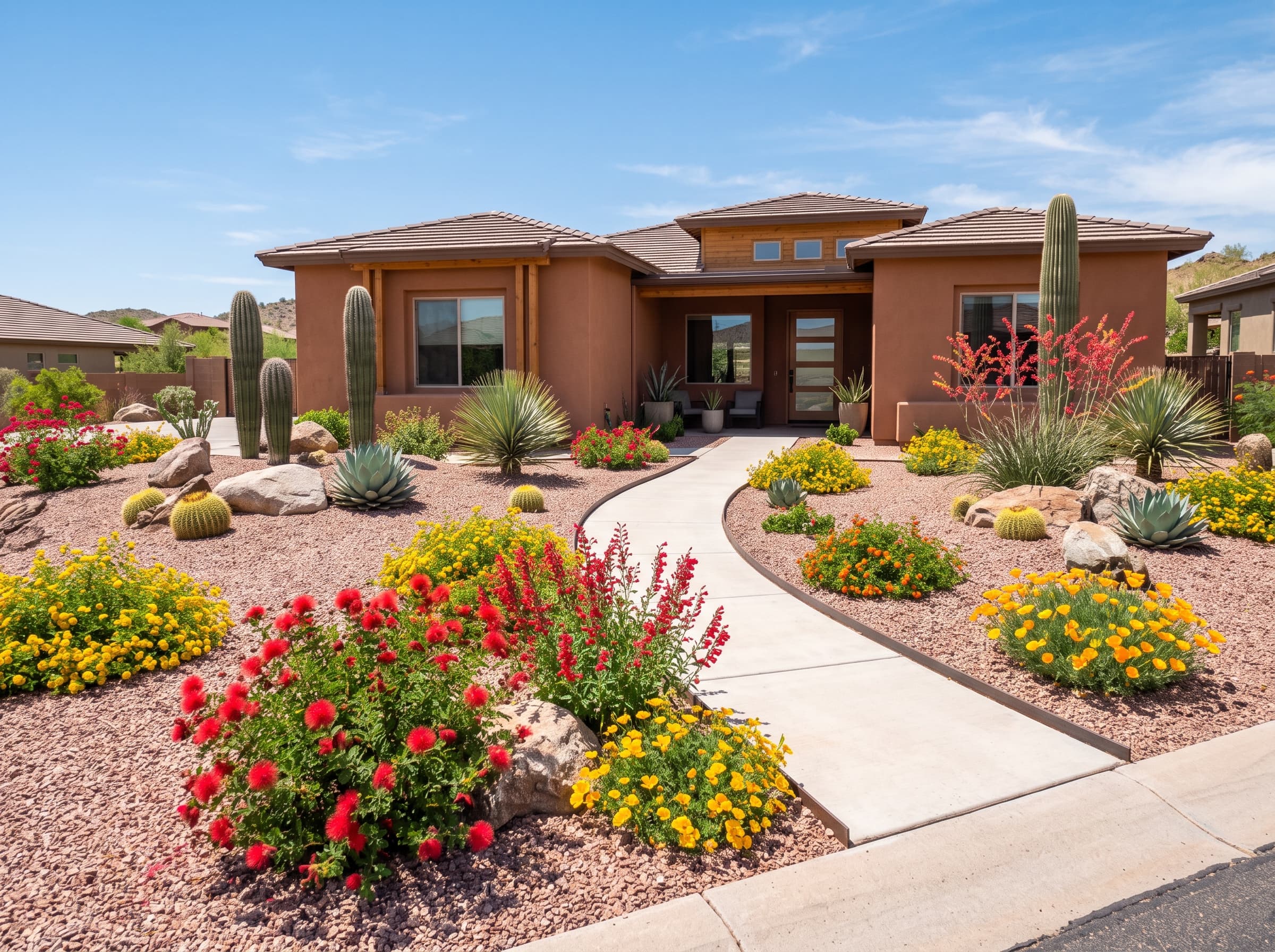 Arizona desert yard after treatment โ clean, weed-free landscaping